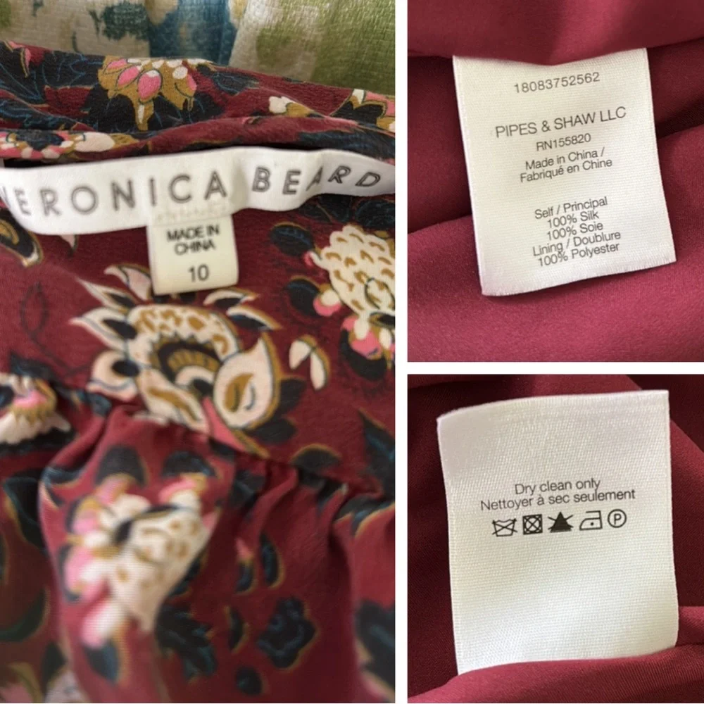 Veronica Beard Riggins Silk Floral Print Flounced Mini Dress in Bordeaux - 10